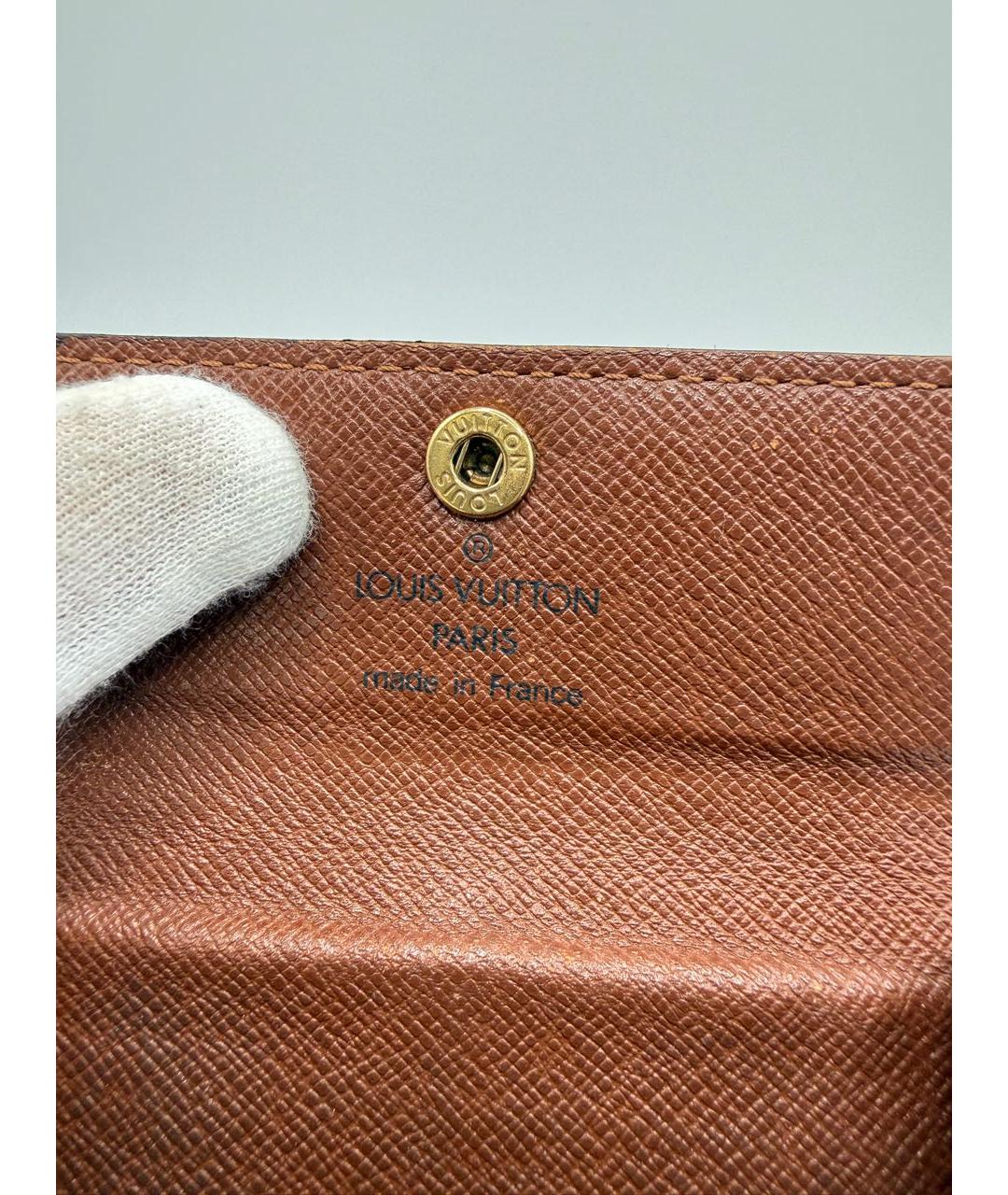 LOUIS VUITTON Коричневый кожаный кошелек, фото 5