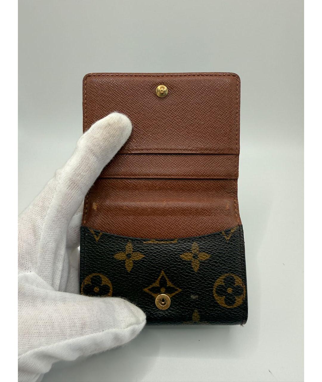 LOUIS VUITTON Коричневый кожаный кошелек, фото 6