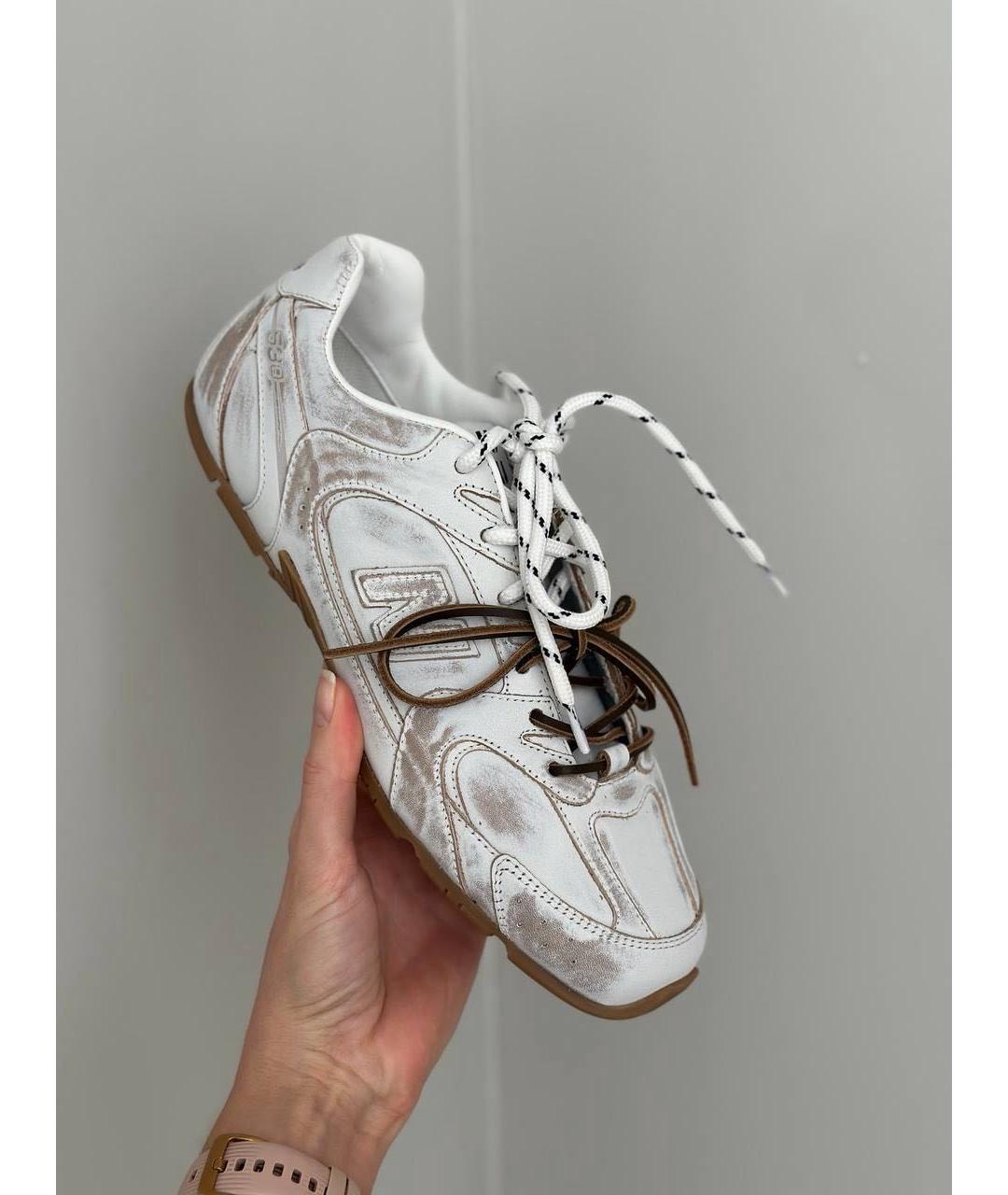 MIU MIU Белые кожаные кроссовки, фото 3