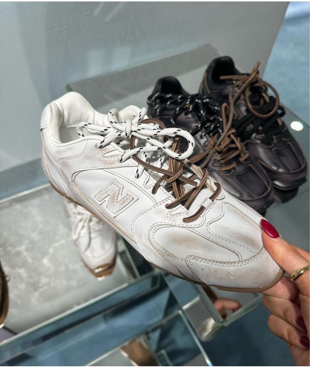 MIU MIU Белые кожаные кроссовки, фото 2