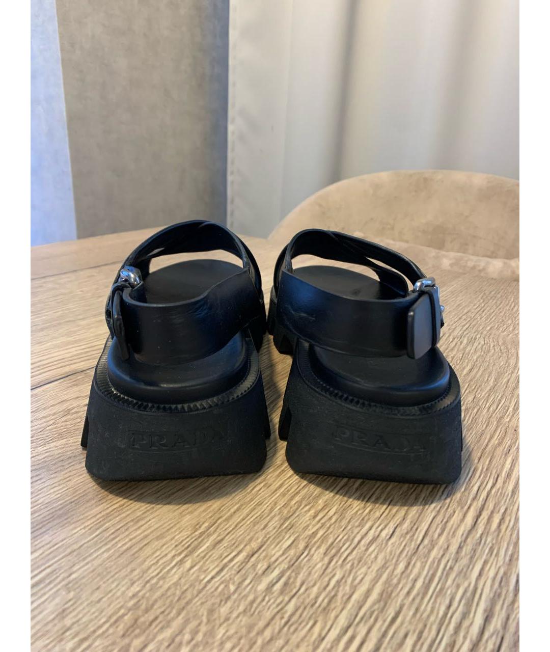 PRADA Черные кожаные сандалии, фото 4