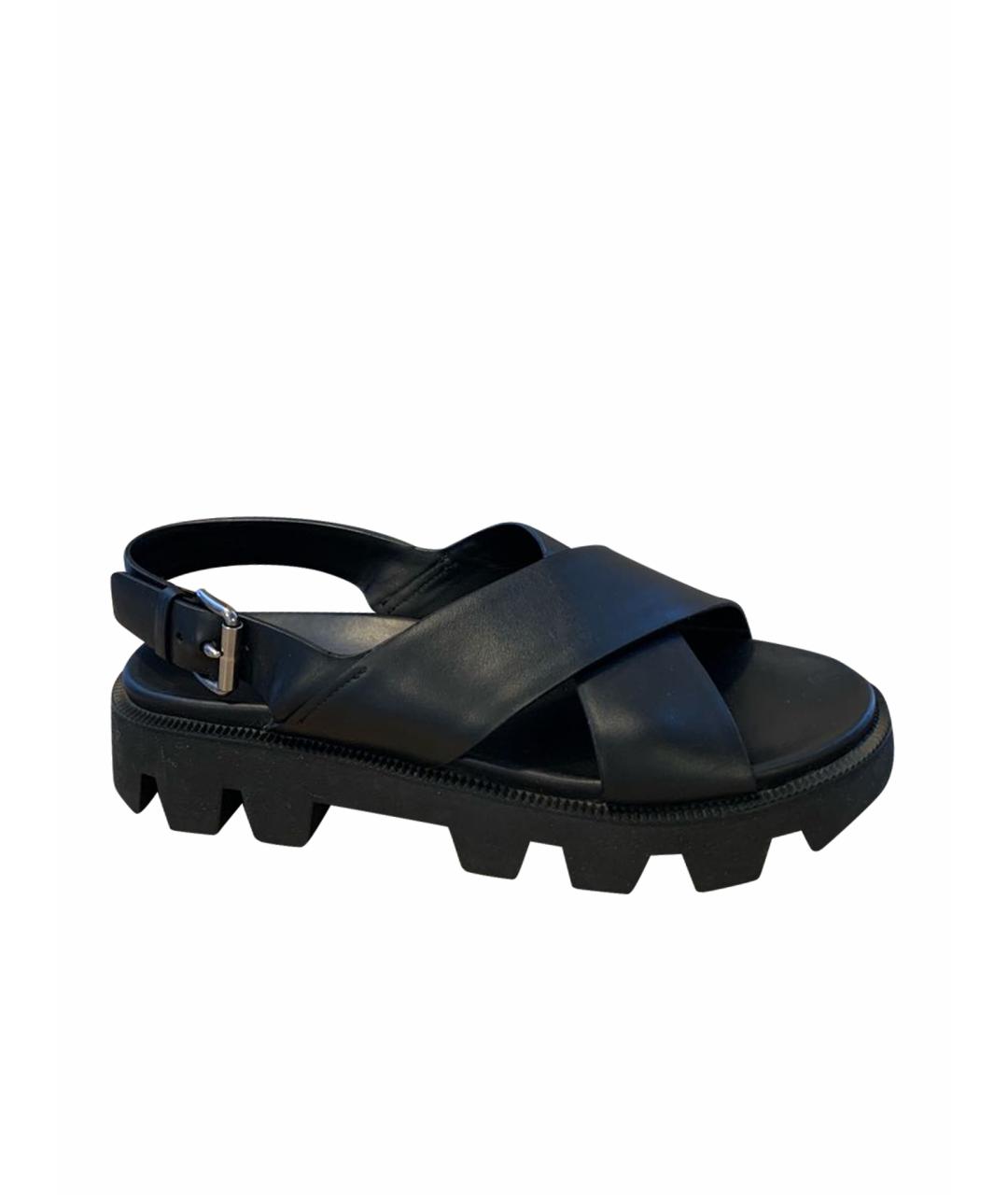 PRADA Черные кожаные сандалии, фото 1