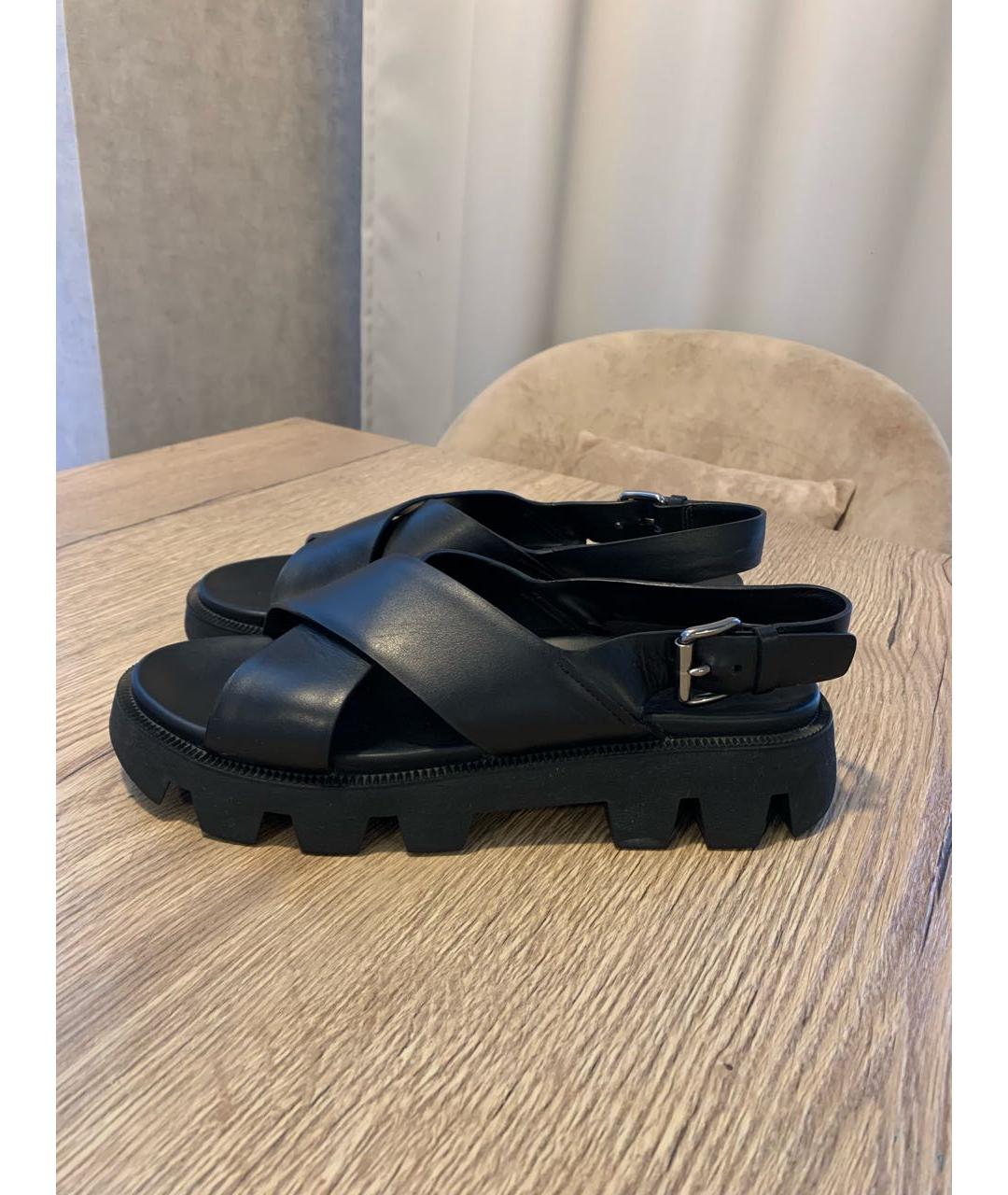 PRADA Черные кожаные сандалии, фото 2