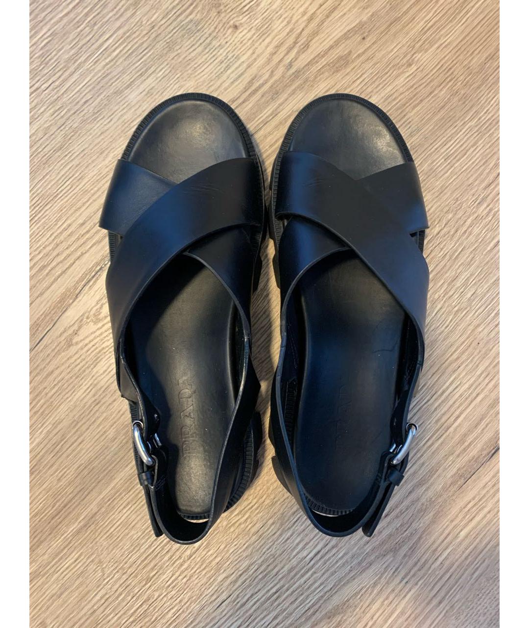 PRADA Черные кожаные сандалии, фото 5