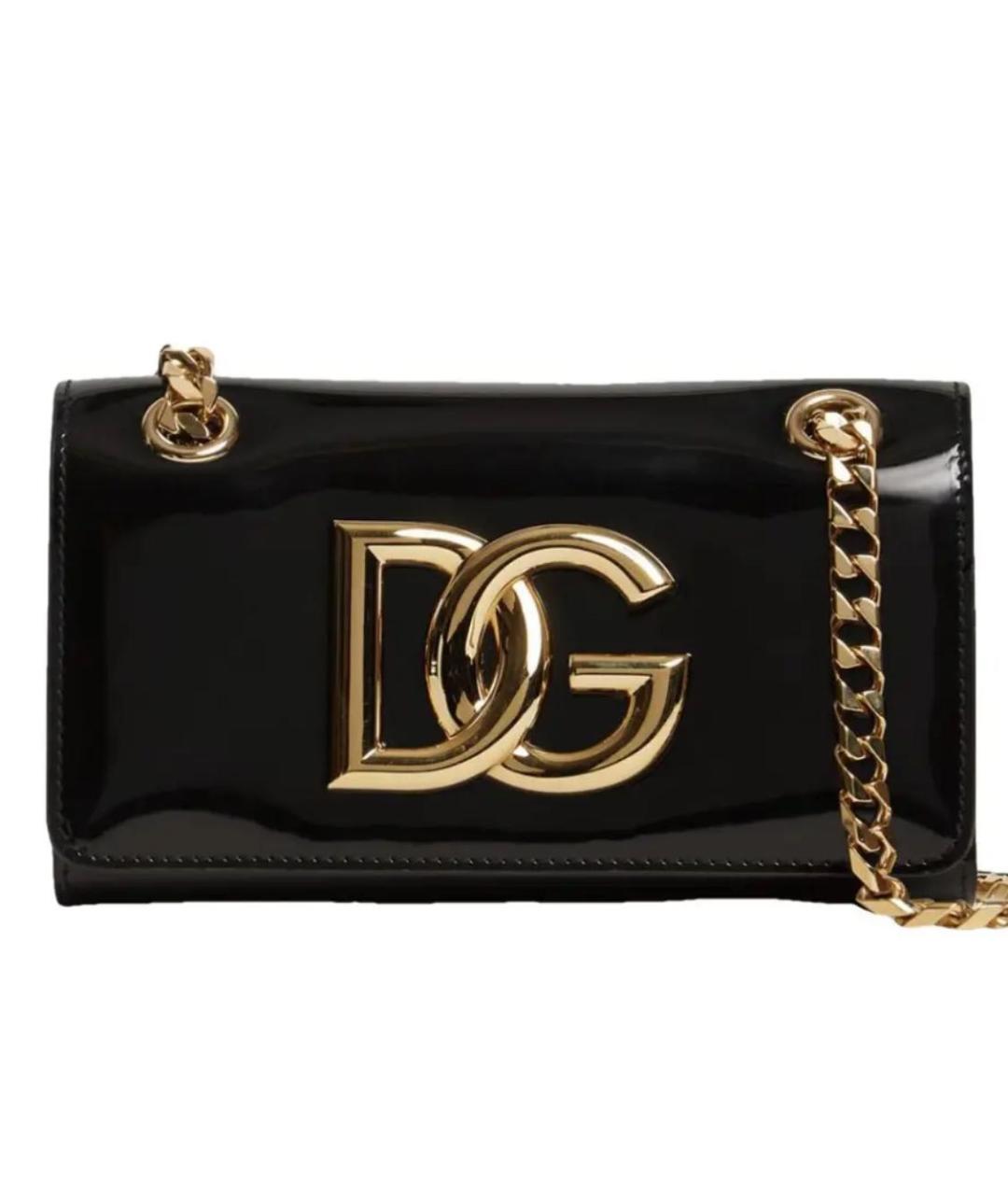 DOLCE&GABBANA Черная сумка через плечо из лакированной кожи, фото 5