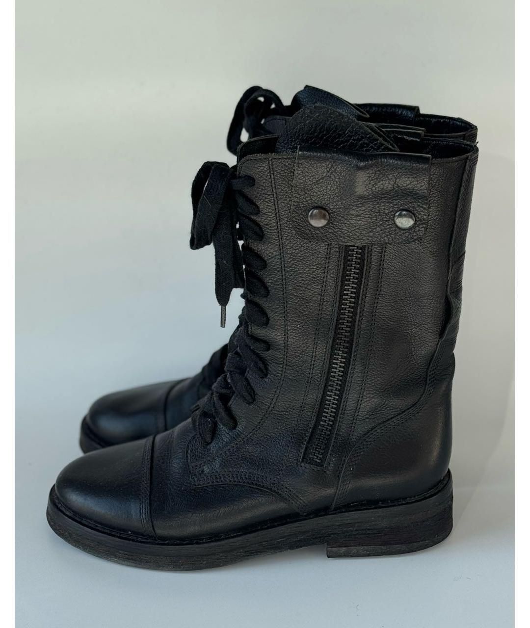 ANN DEMEULEMEESTER Черные кожаные полусапоги, фото 2