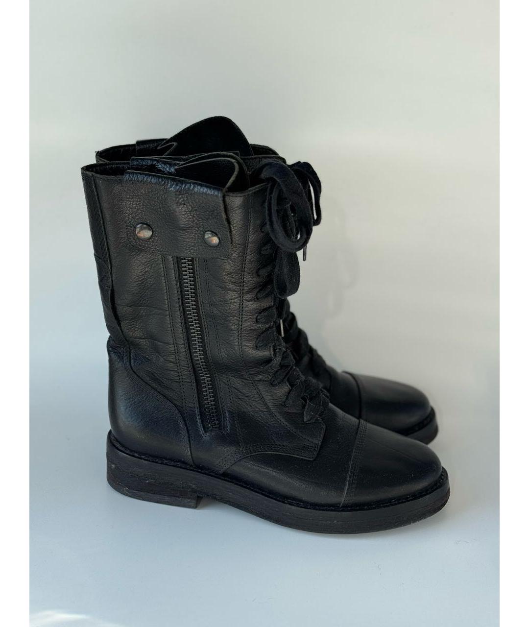 ANN DEMEULEMEESTER Черные кожаные полусапоги, фото 8