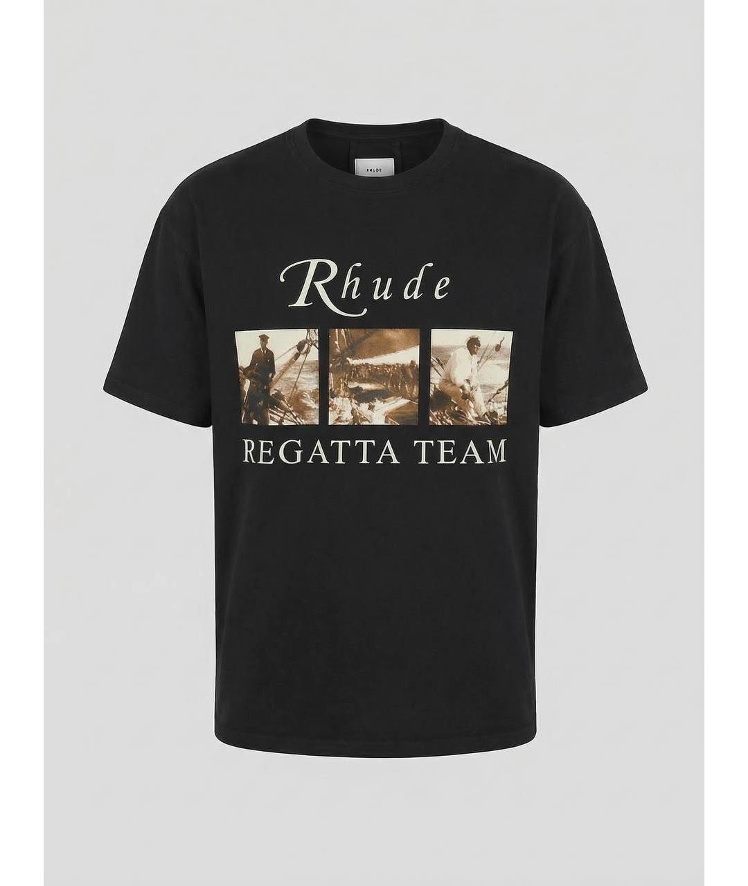 RHUDE Черная хлопковая футболка, фото 9
