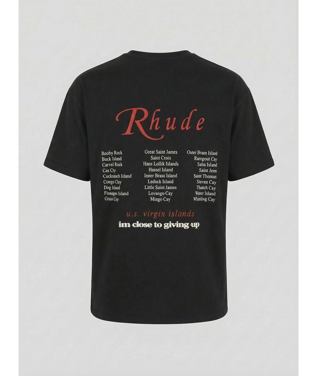 RHUDE Черная хлопковая футболка, фото 2