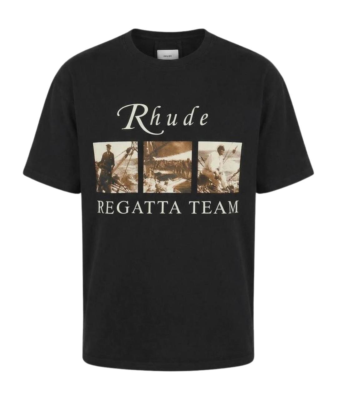 RHUDE Черная хлопковая футболка, фото 1