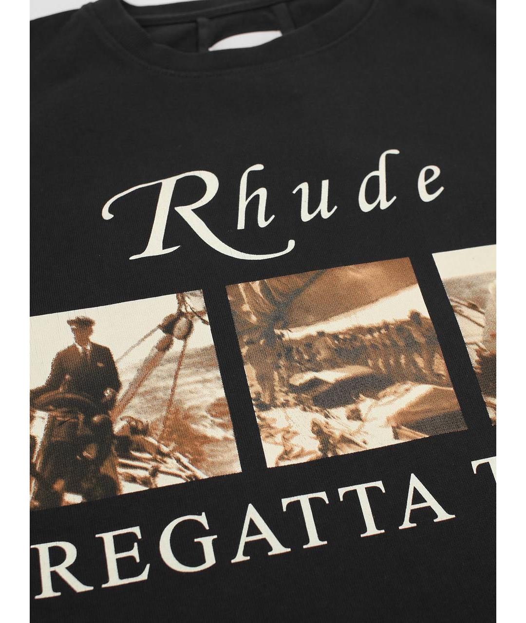 RHUDE Черная хлопковая футболка, фото 3