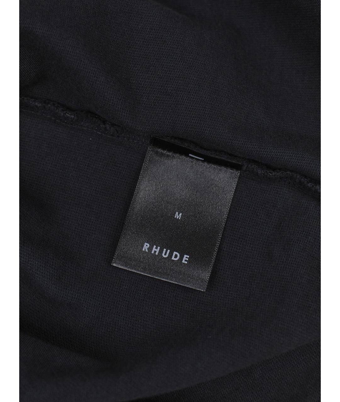 RHUDE Черная хлопковая футболка, фото 8