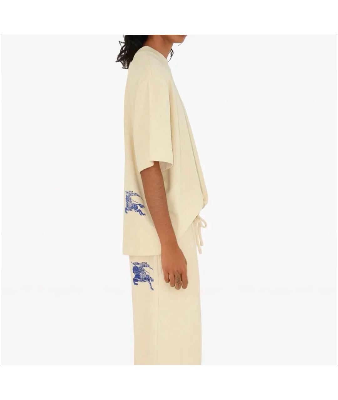 BURBERRY Бежевая хлопковая футболка, фото 6