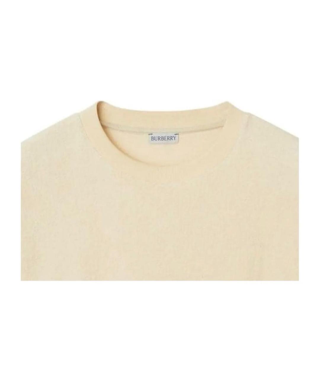 BURBERRY Бежевая хлопковая футболка, фото 3