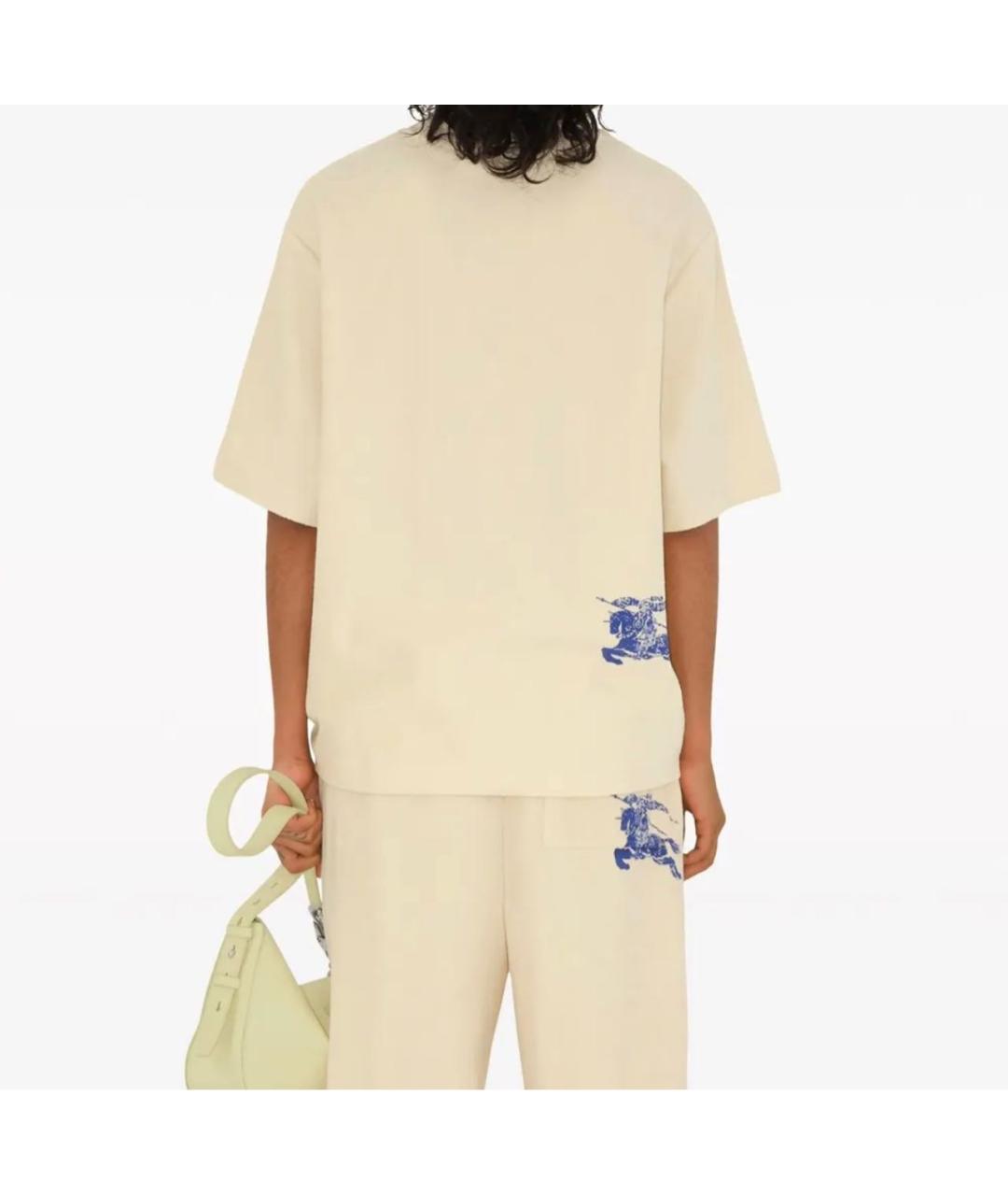 BURBERRY Бежевая хлопковая футболка, фото 5