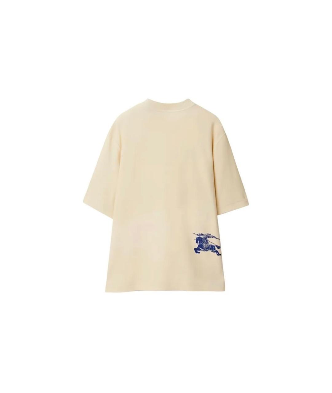 BURBERRY Бежевая хлопковая футболка, фото 2