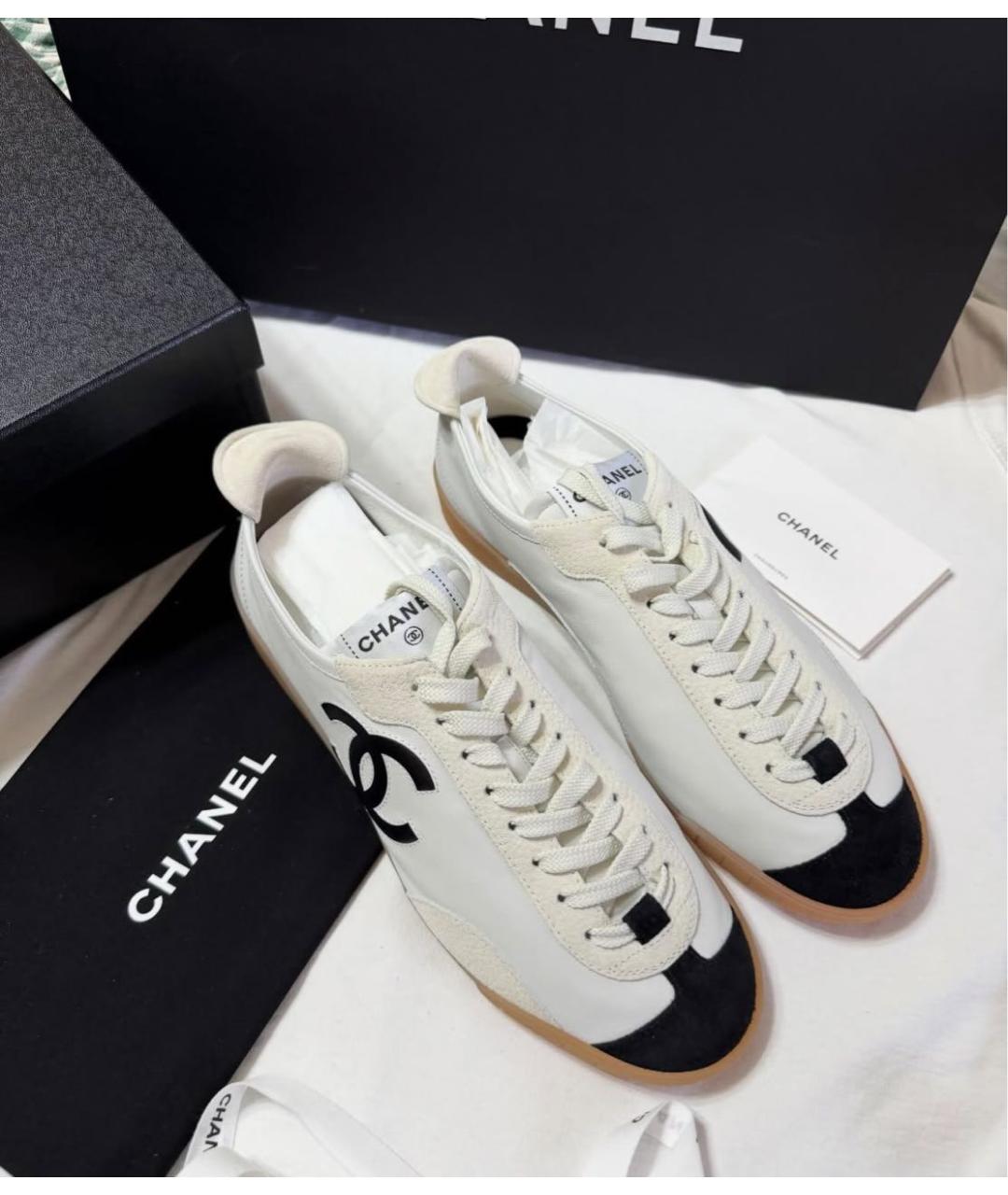 CHANEL Белые кожаные кеды, фото 4
