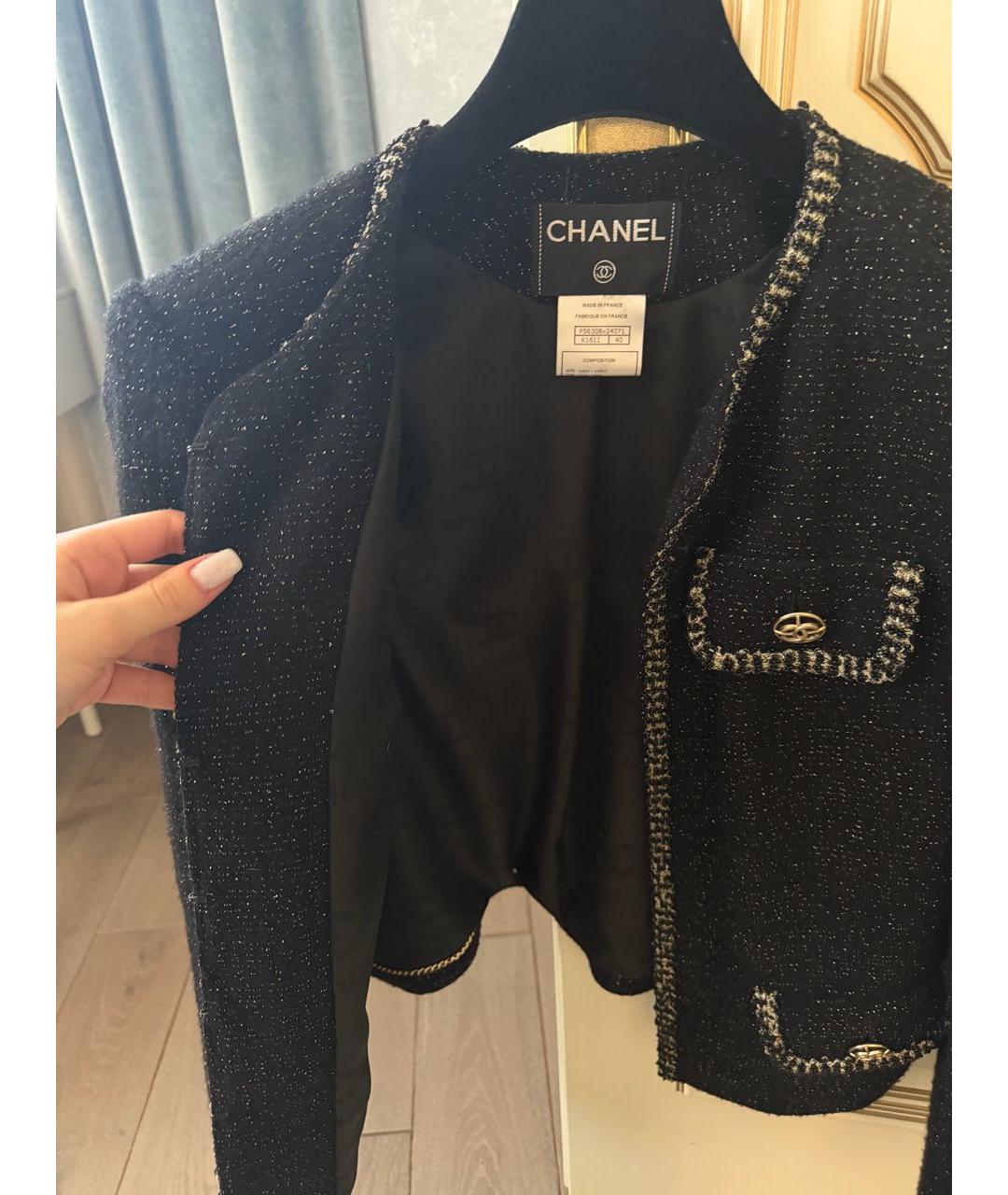 CHANEL Черный твидовый жакет/пиджак, фото 4