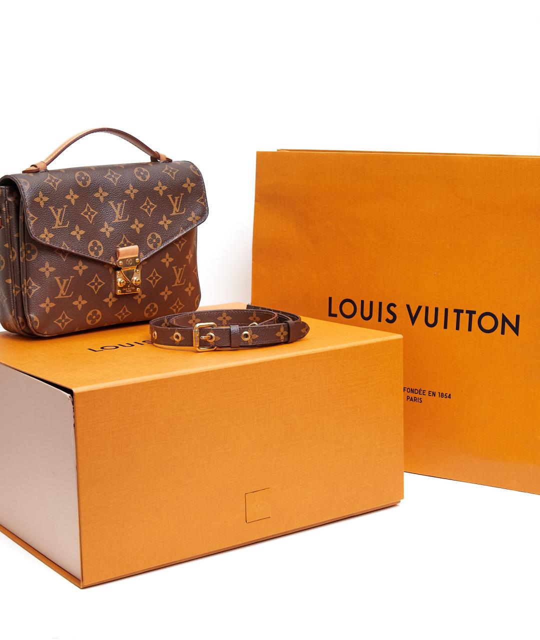 LOUIS VUITTON Коричневая кожаная сумка через плечо, фото 5