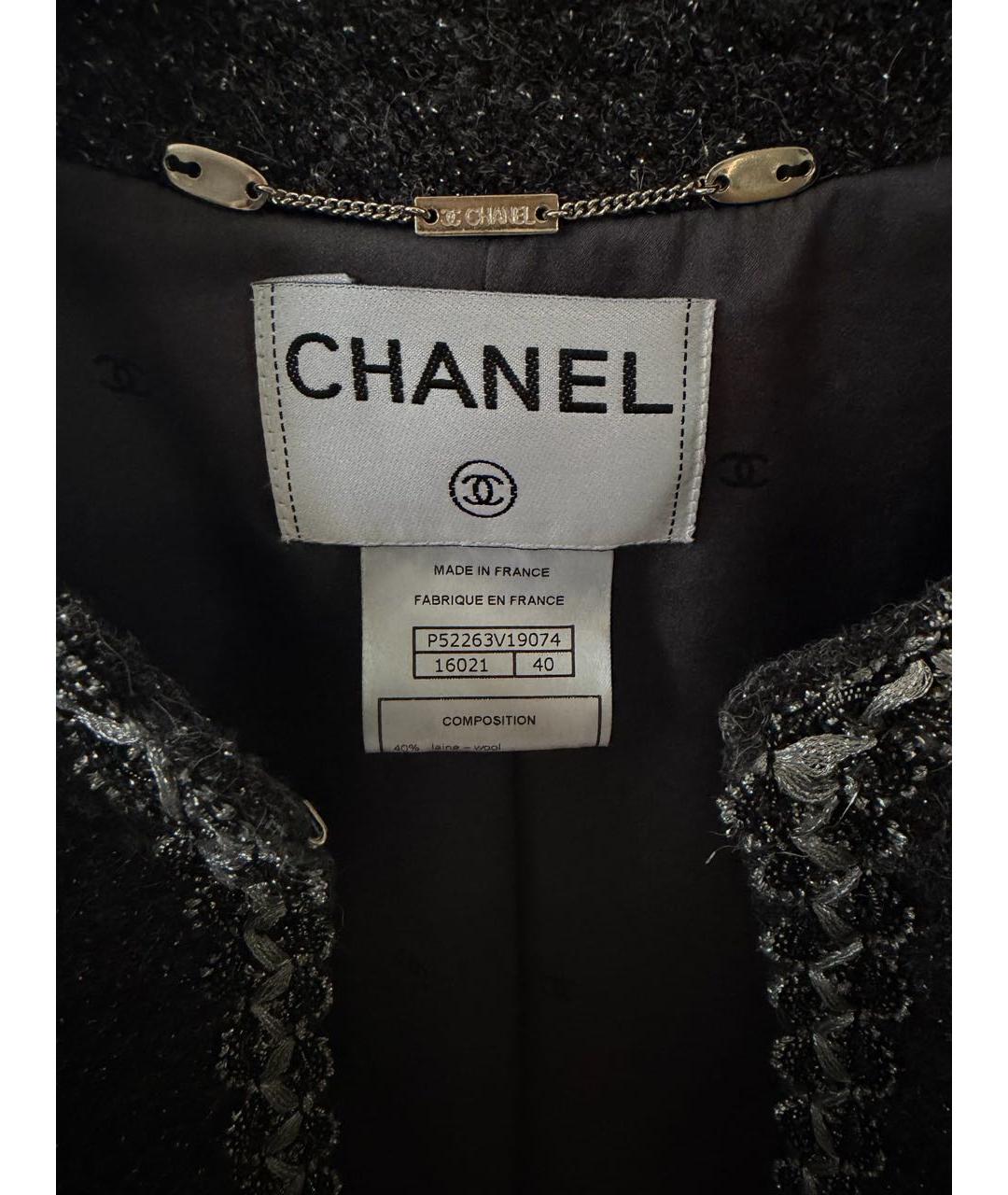 CHANEL Антрацитовый твидовый жакет/пиджак, фото 3