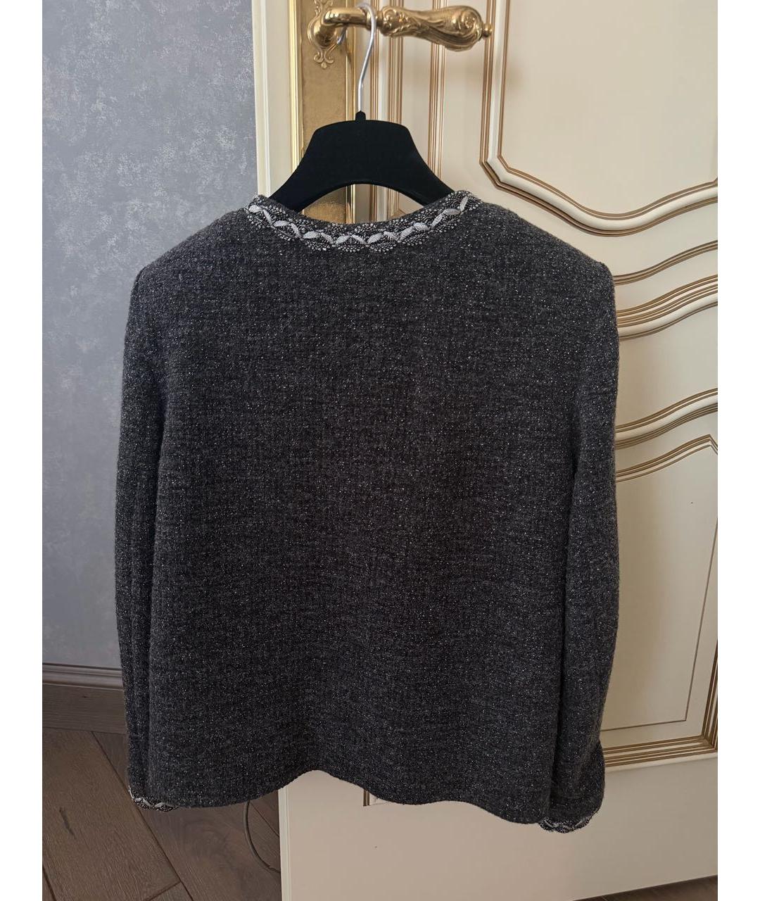 CHANEL Антрацитовый твидовый жакет/пиджак, фото 2