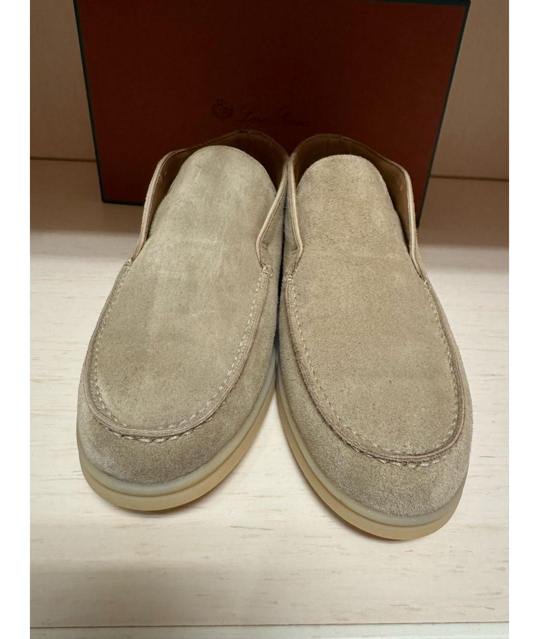 LORO PIANA Бежевые замшевые лоферы, фото 2