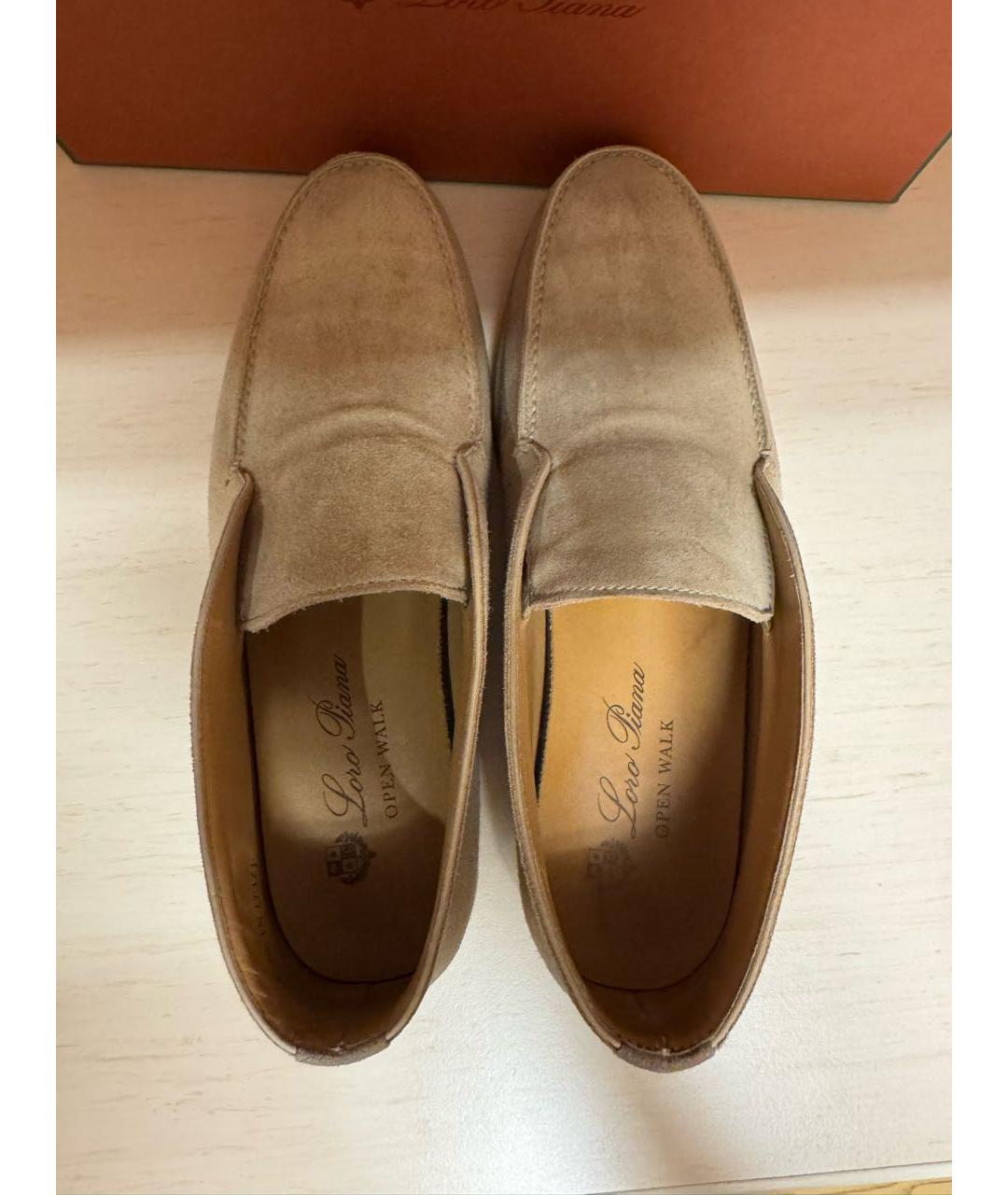 LORO PIANA Бежевые замшевые лоферы, фото 3