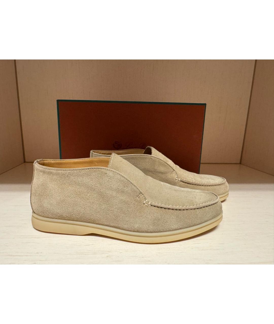LORO PIANA Бежевые замшевые лоферы, фото 6