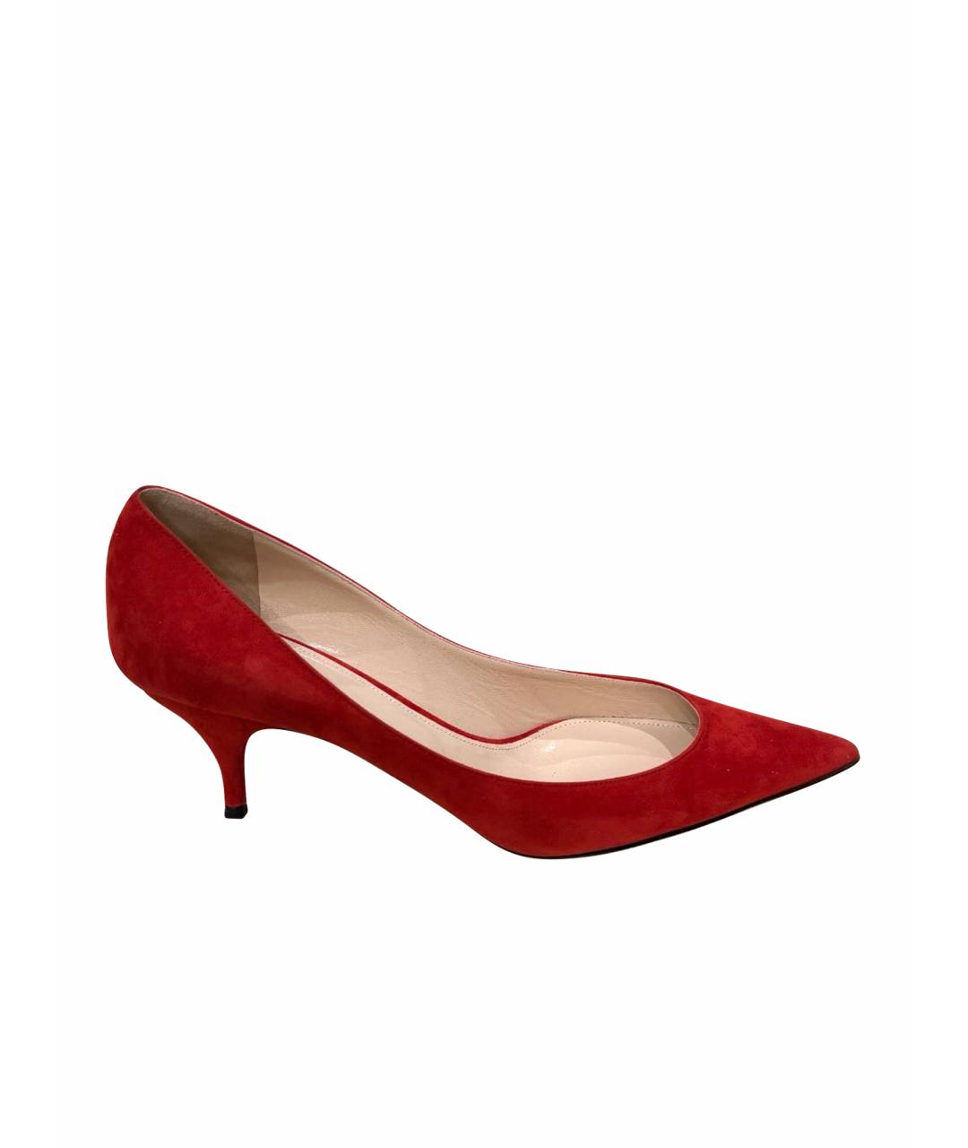 NINA RICCI Красные замшевые лодочки на низком каблуке, фото 1