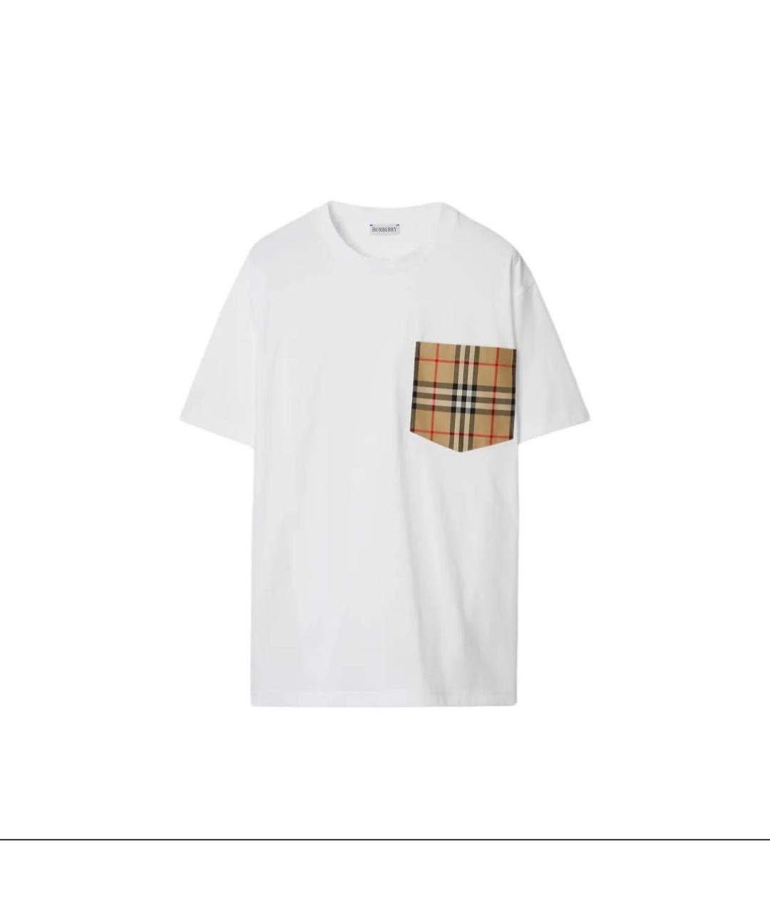 BURBERRY Белая хлопковая футболка, фото 6