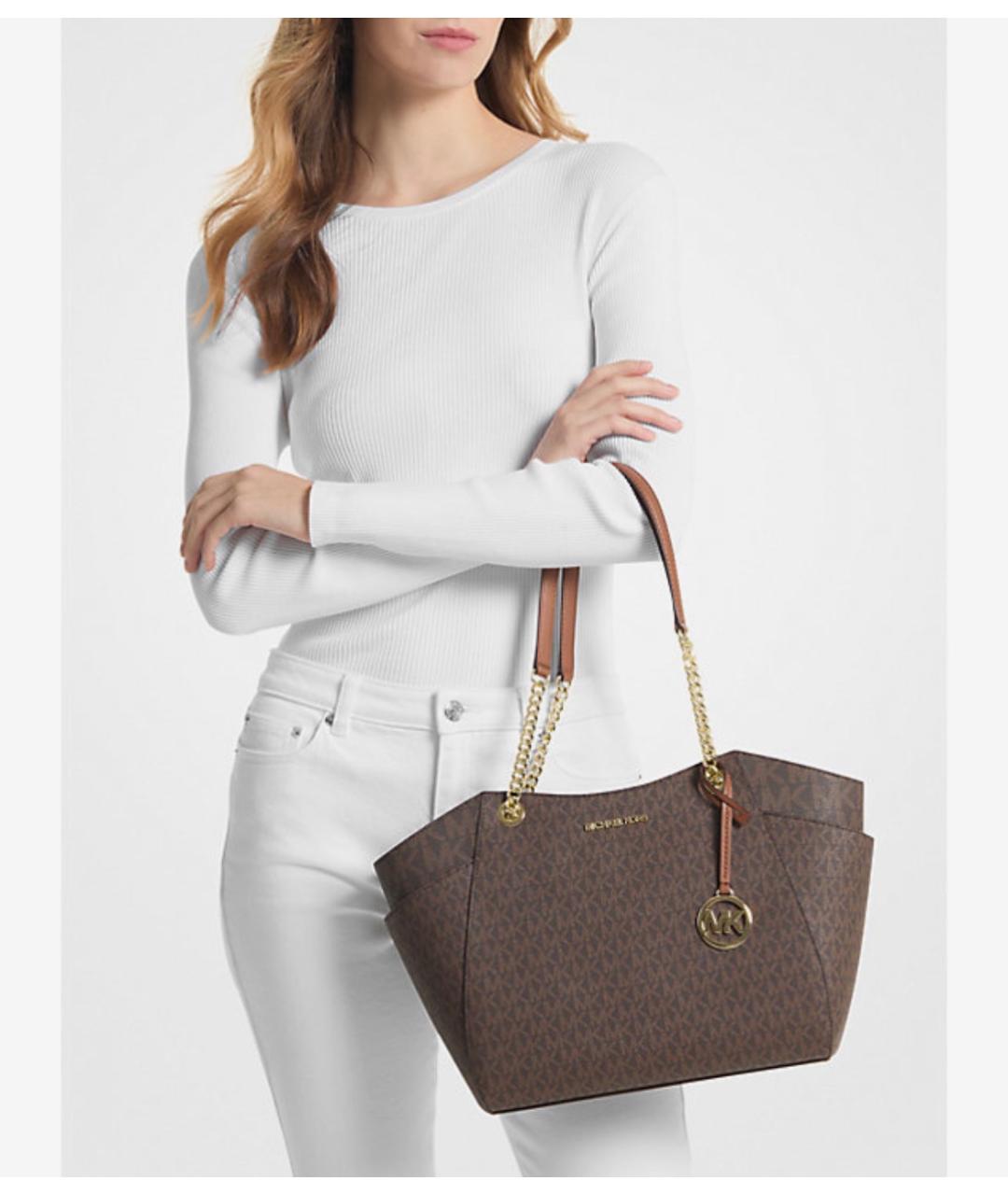 MICHAEL KORS Коричневая кожаная сумка тоут, фото 9