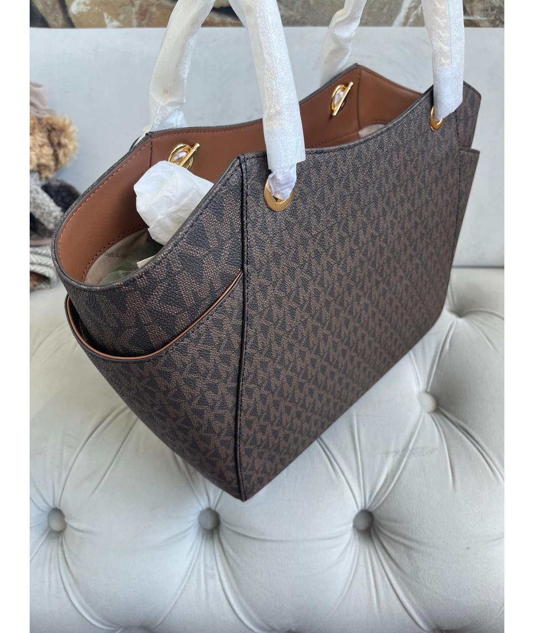 MICHAEL KORS Коричневая кожаная сумка тоут, фото 3