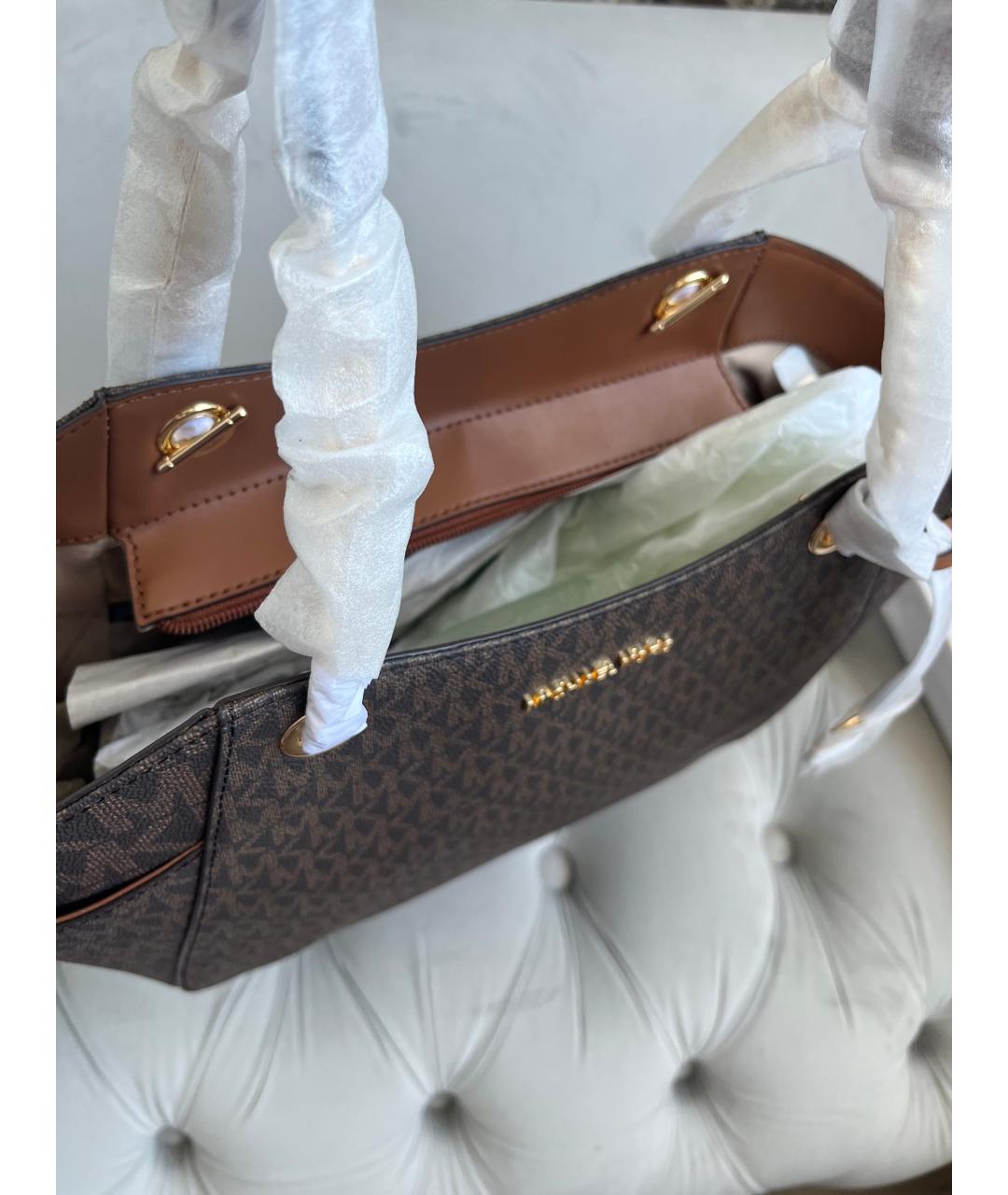 MICHAEL KORS Коричневая кожаная сумка тоут, фото 4