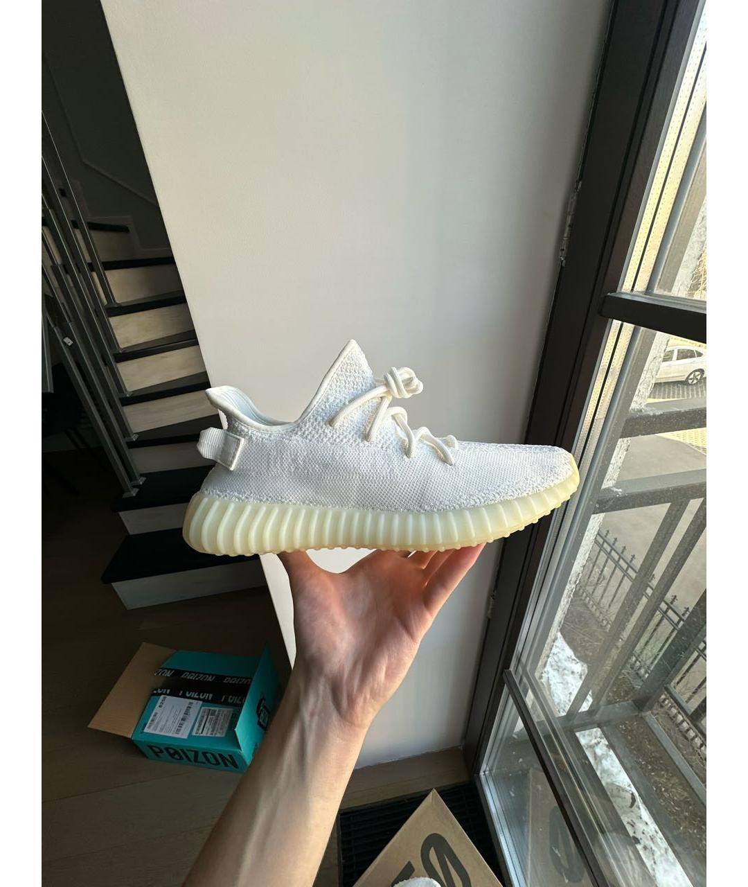 ADIDAS YEEZY Белые текстильные низкие кроссовки / кеды, фото 9