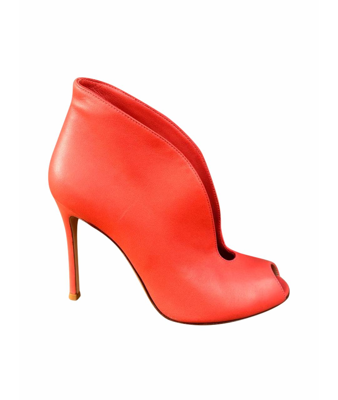 GIANVITO ROSSI Коралловые кожаные ботильоны, фото 1