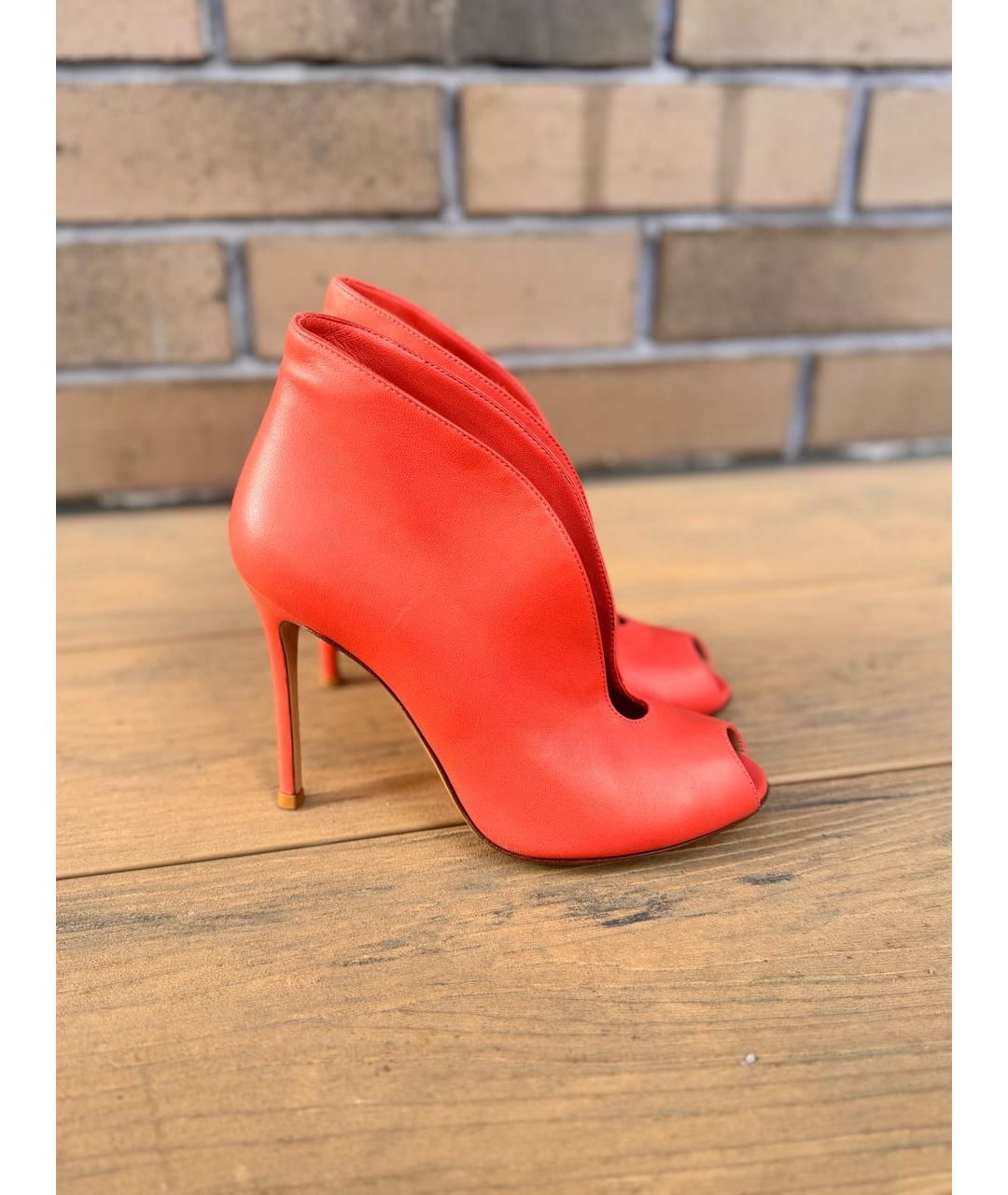 GIANVITO ROSSI Коралловые кожаные ботильоны, фото 8