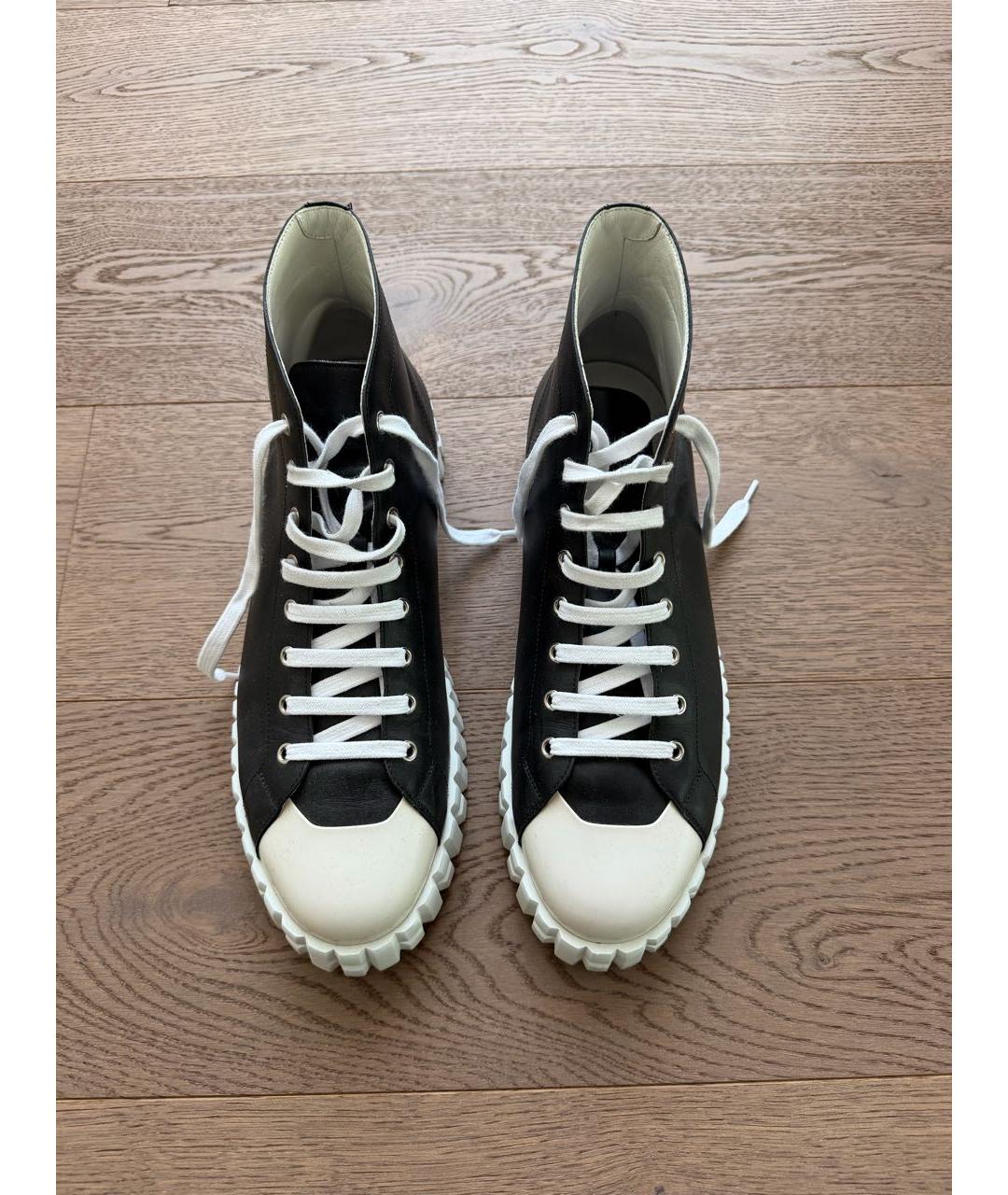 HERMES Черные кожаные высокие кроссовки / кеды, фото 3
