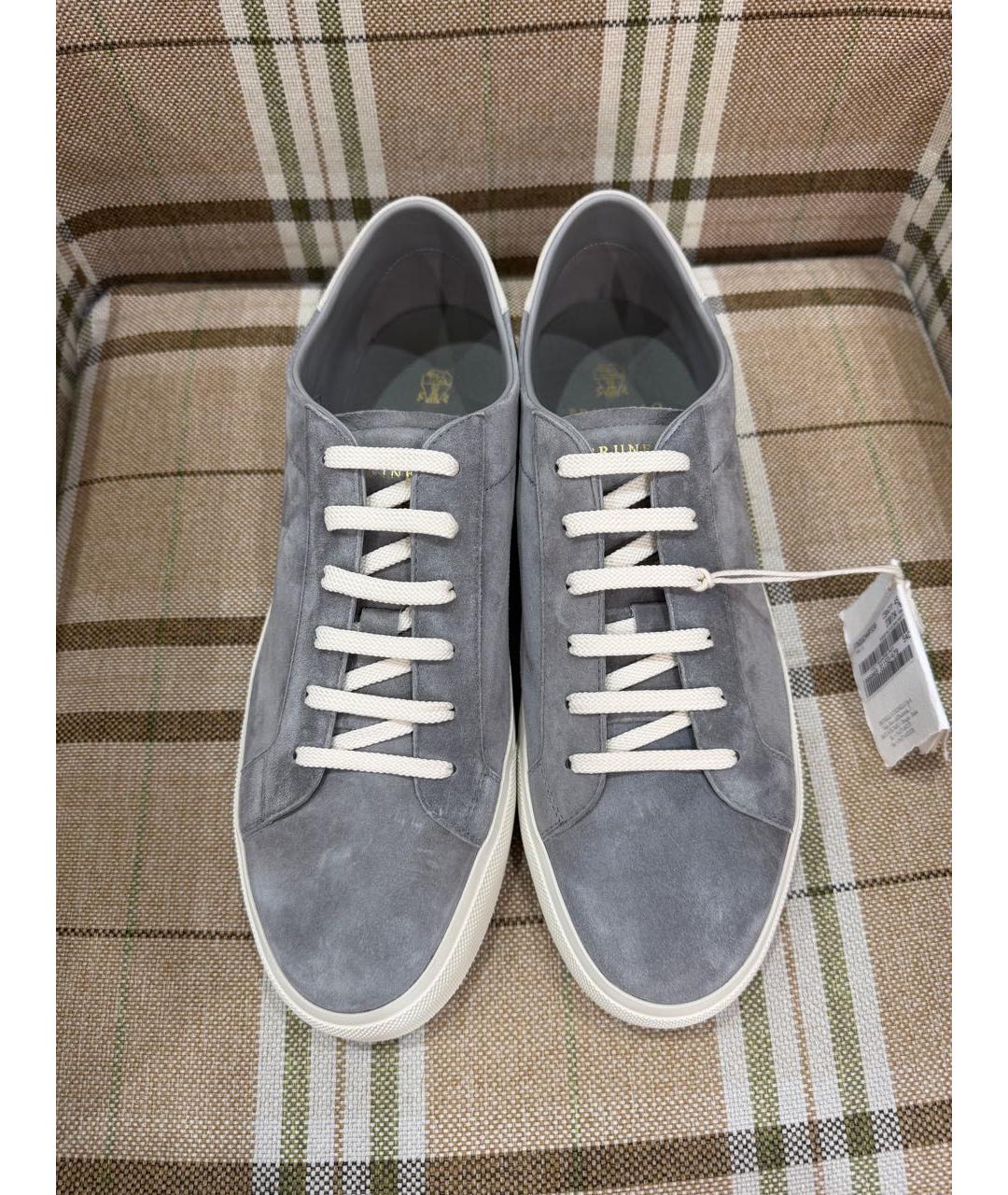 BRUNELLO CUCINELLI Серые замшевые низкие кроссовки / кеды, фото 2