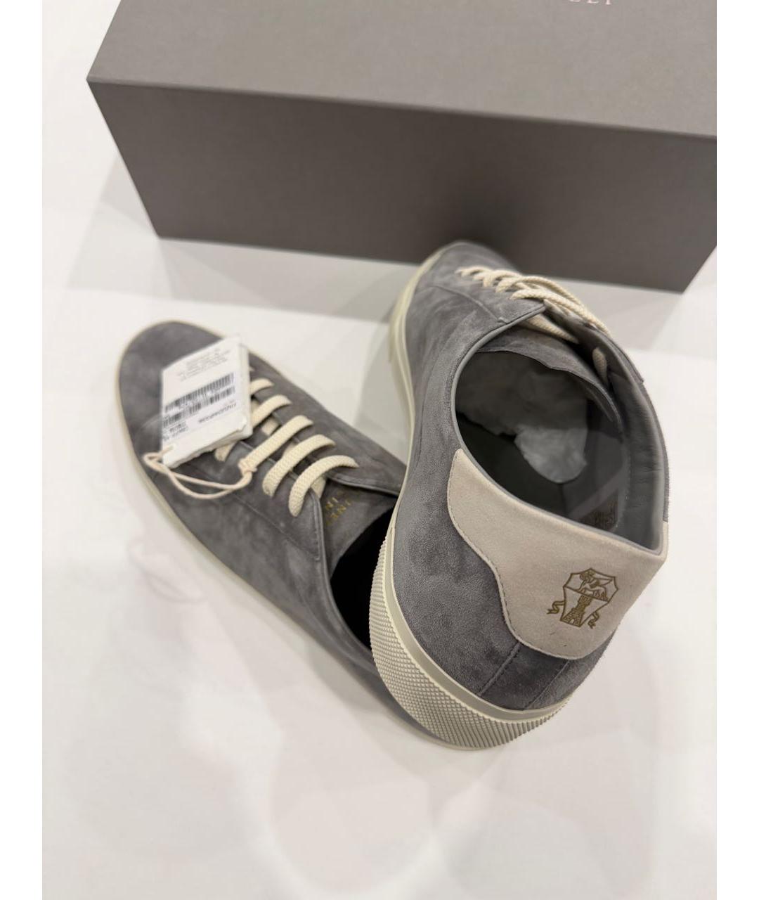 BRUNELLO CUCINELLI Серые замшевые низкие кроссовки / кеды, фото 5