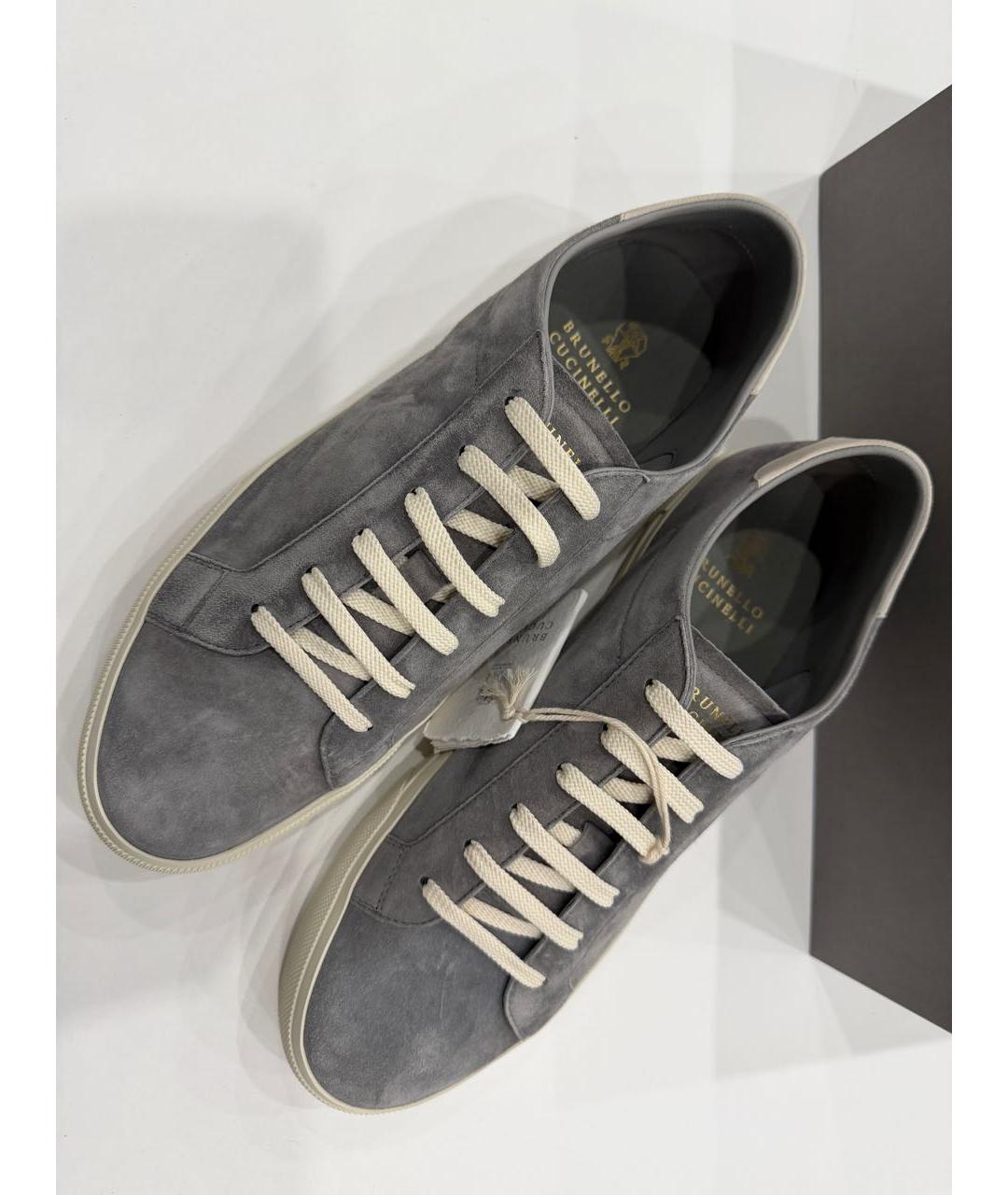 BRUNELLO CUCINELLI Серые замшевые низкие кроссовки / кеды, фото 3