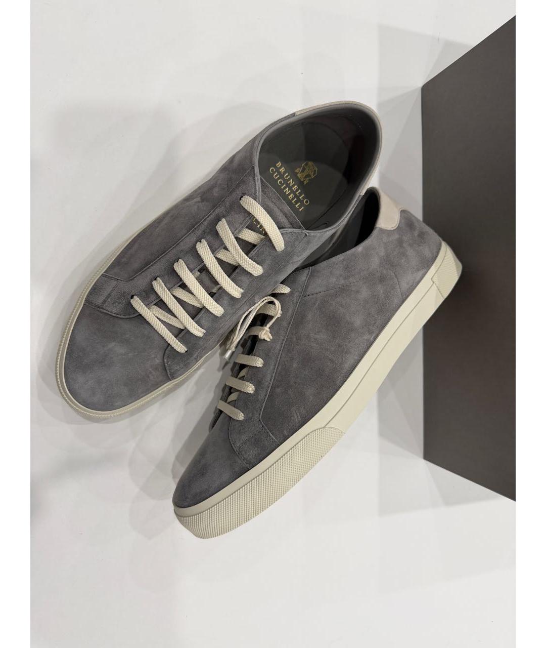 BRUNELLO CUCINELLI Серые замшевые низкие кроссовки / кеды, фото 4