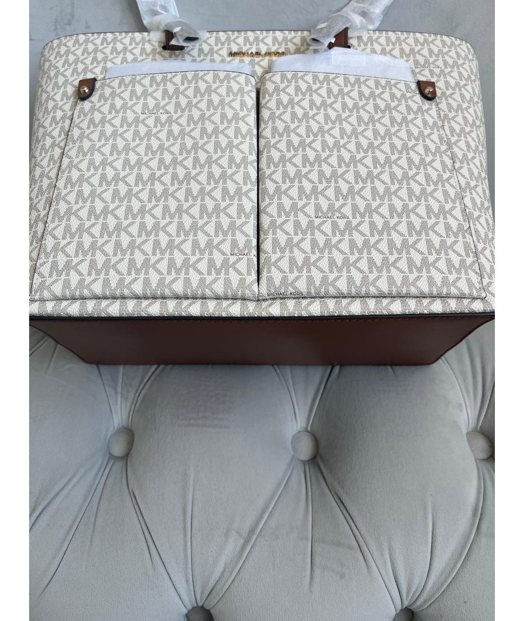 MICHAEL KORS Бежевая кожаная сумка тоут, фото 3
