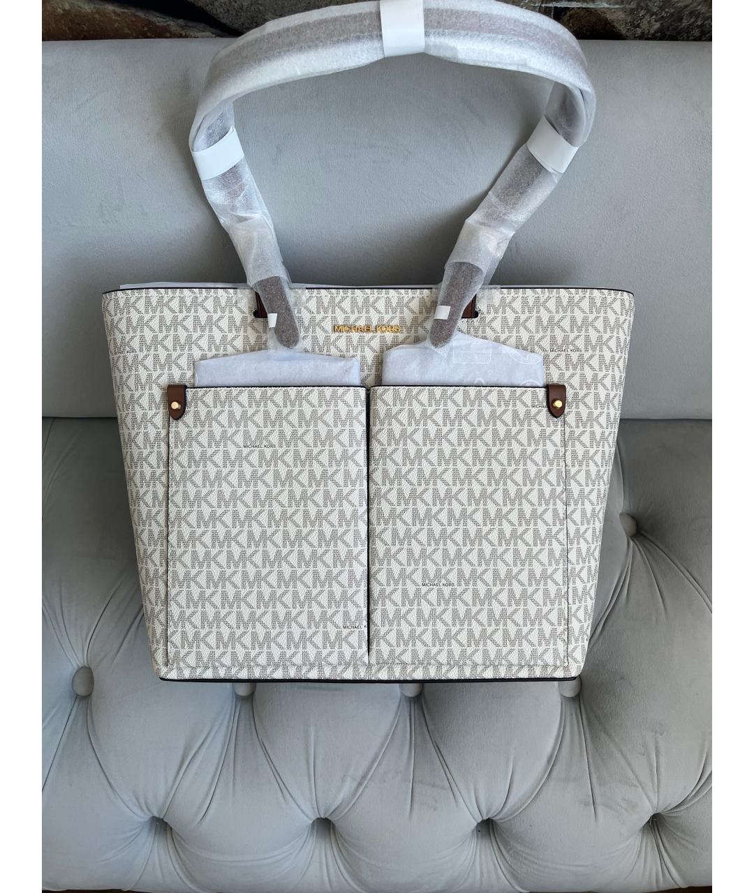 MICHAEL KORS Бежевая кожаная сумка тоут, фото 9