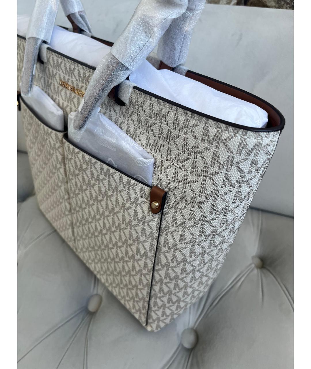 MICHAEL KORS Бежевая кожаная сумка тоут, фото 2