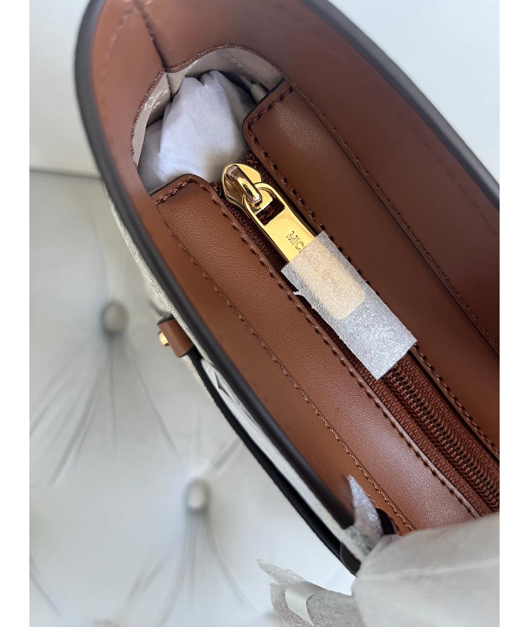 MICHAEL KORS Бежевая кожаная сумка тоут, фото 8