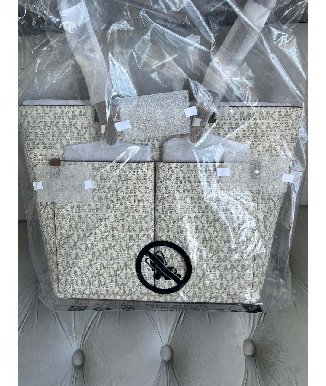 MICHAEL KORS Бежевая кожаная сумка тоут, фото 7