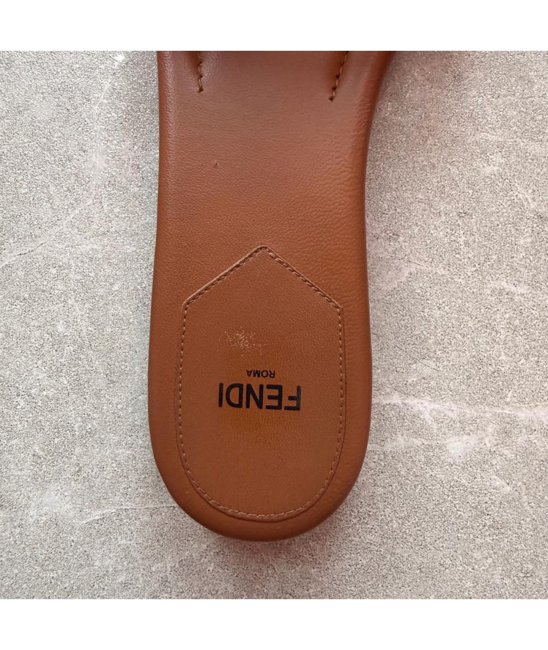 FENDI Оранжевое кожаные шлепанцы, фото 8