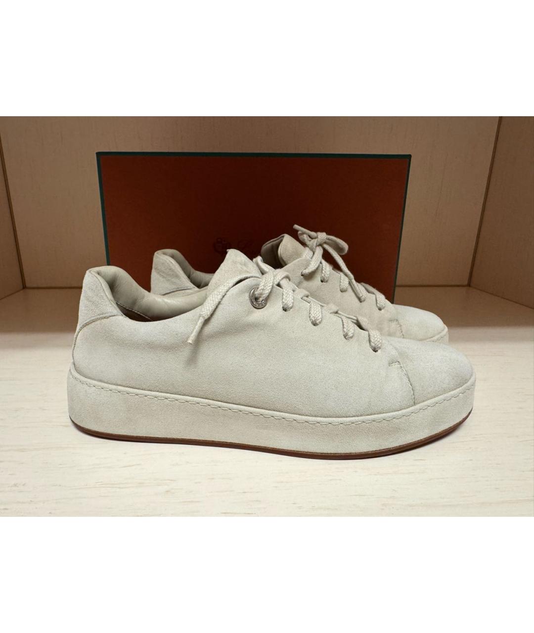 LORO PIANA Серые замшевые кеды, фото 6