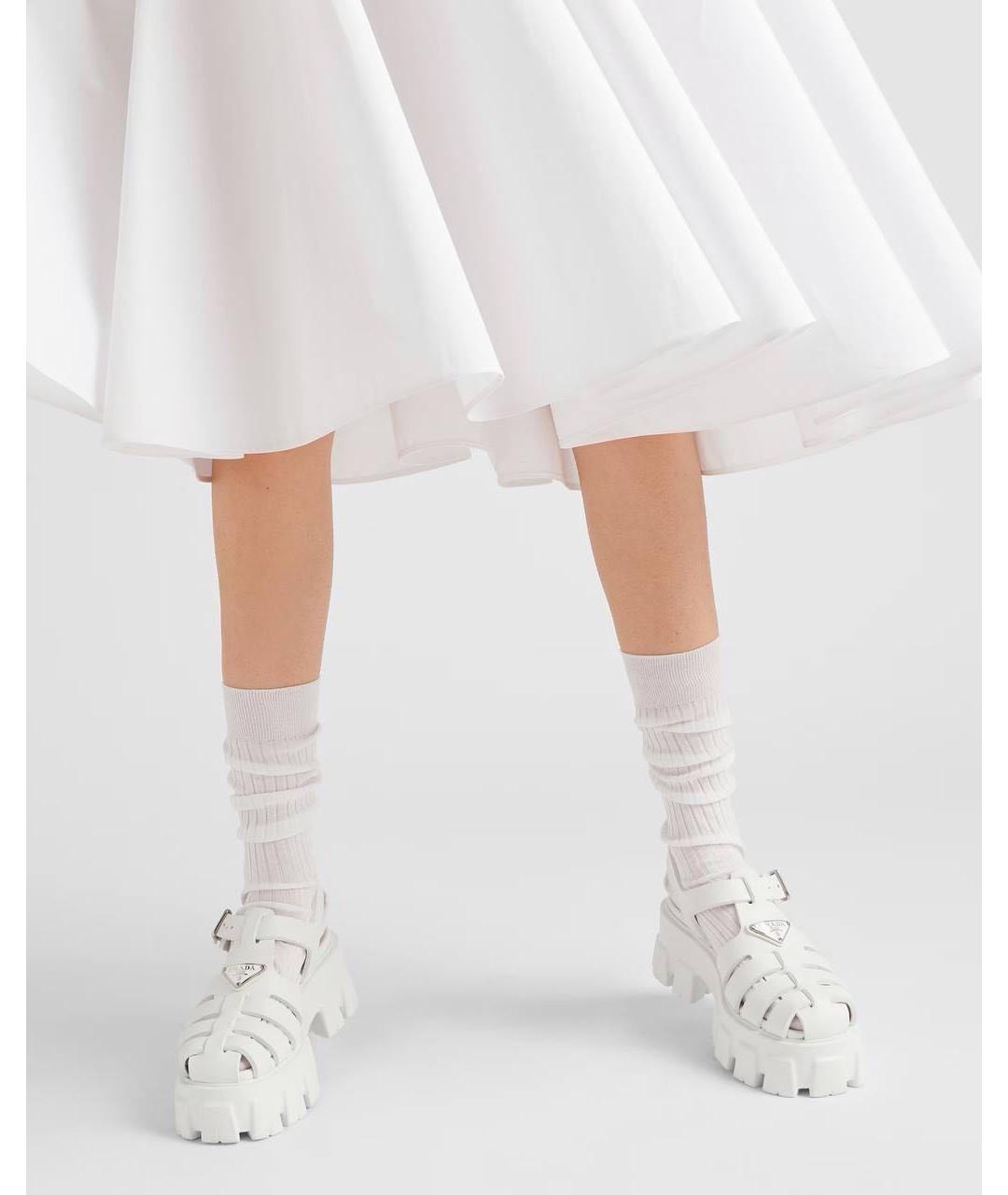 PRADA Белые кожаные сандалии, фото 8