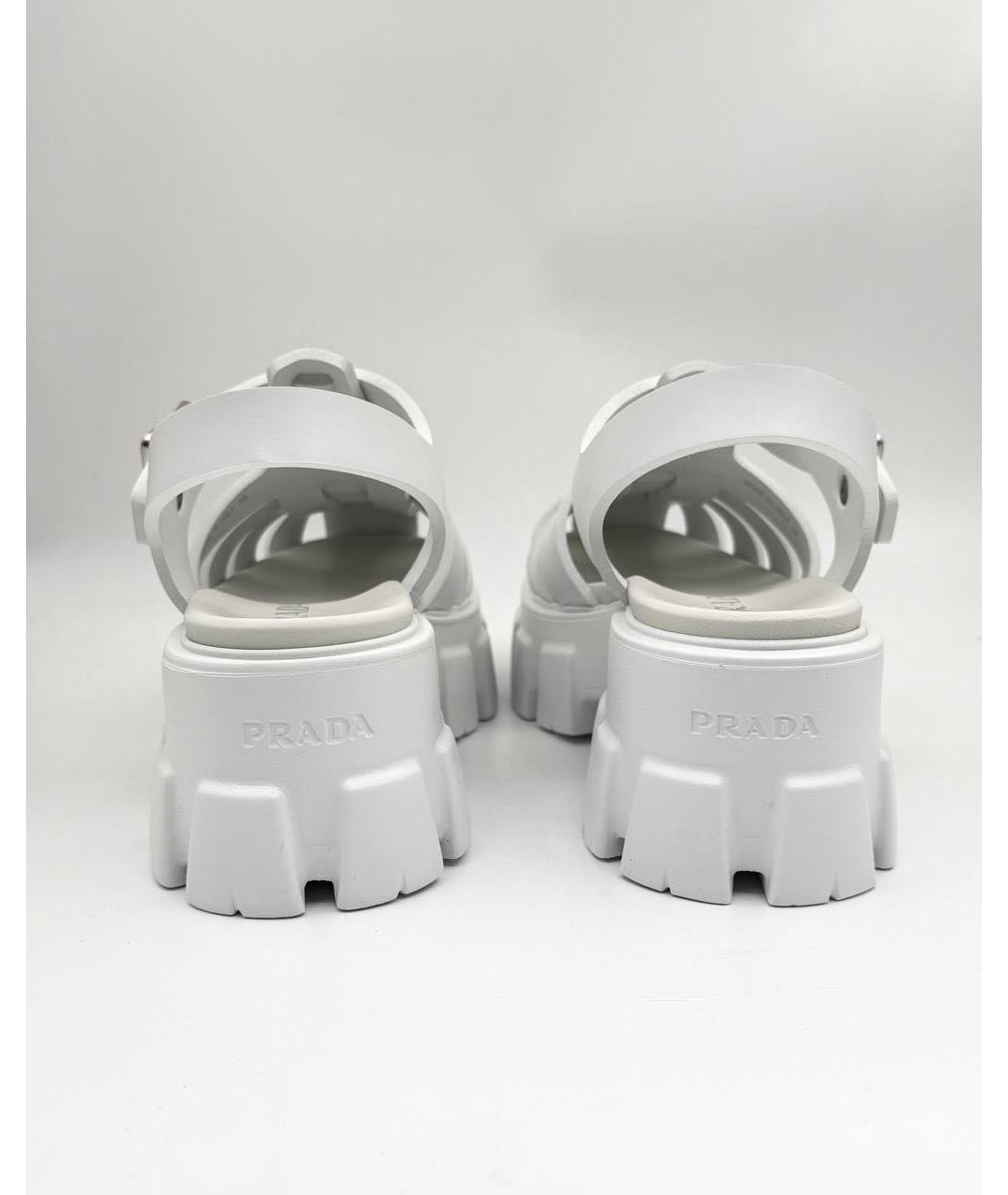 PRADA Белые кожаные сандалии, фото 4